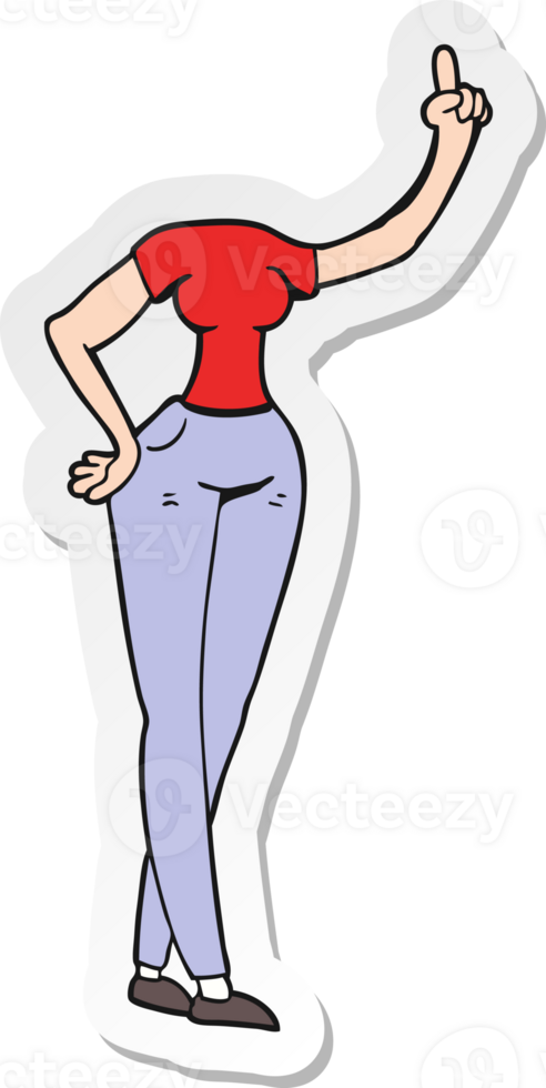 sticker of a cartoon female body with raised hand png