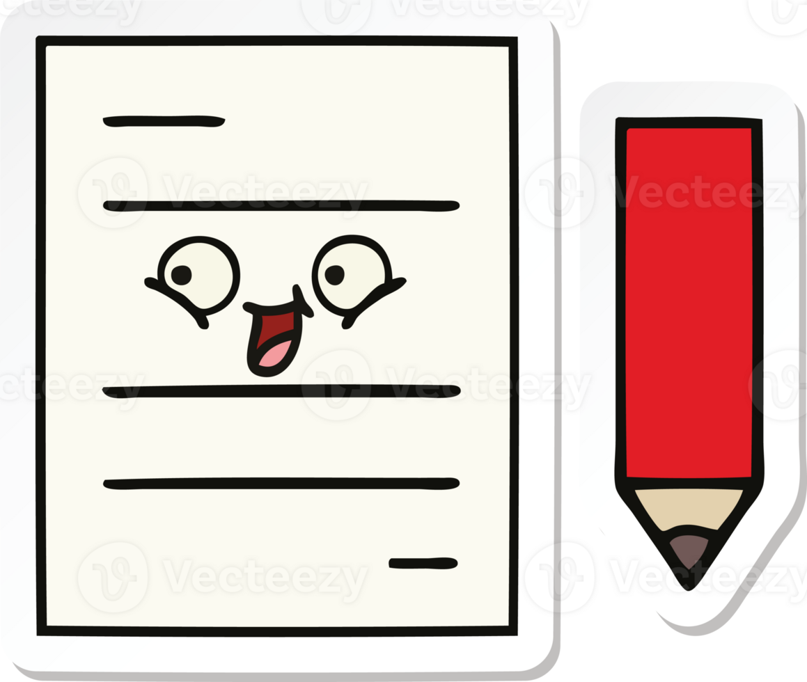 sticker of a cute cartoon test paper png