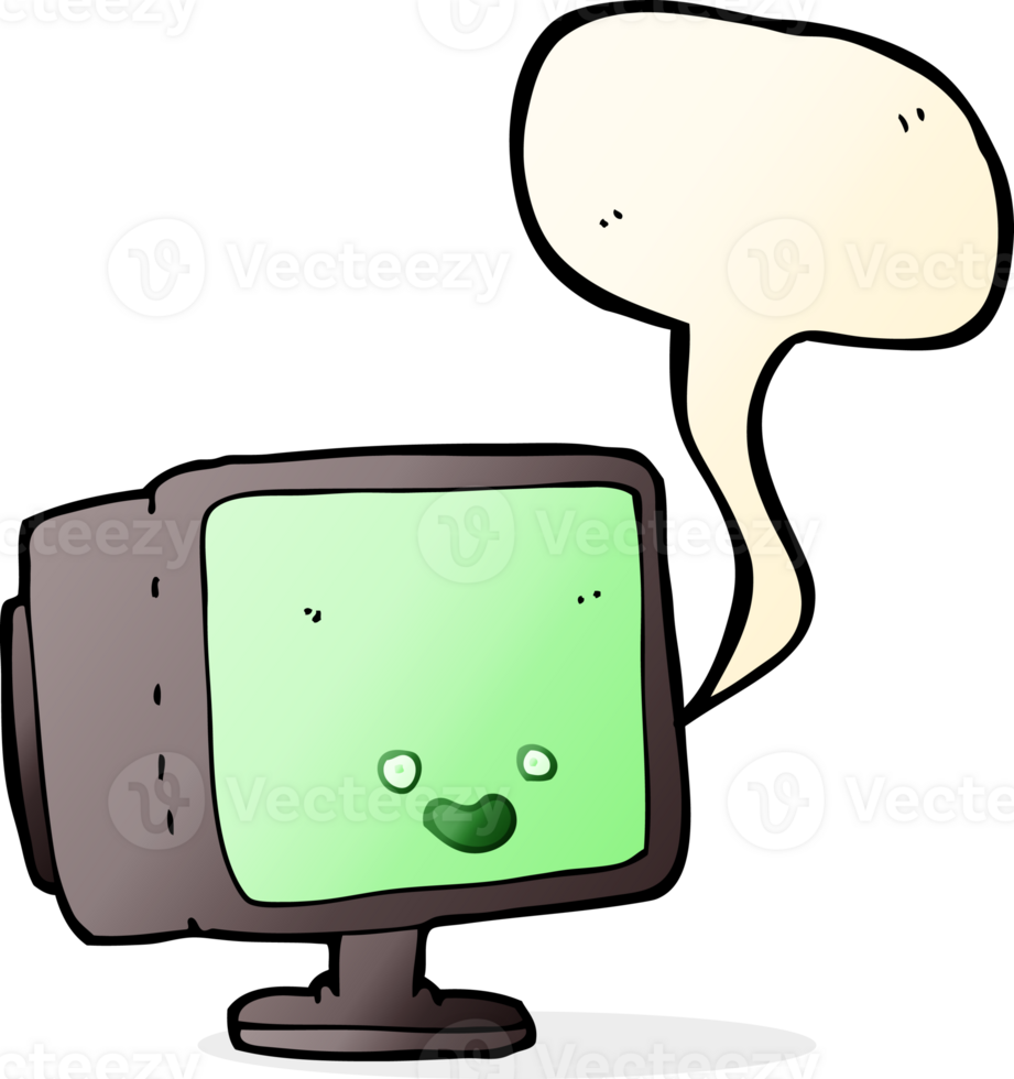 cartoon computer screen with speech bubble png