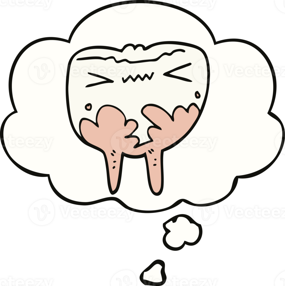 cartoon bad tooth and thought bubble png