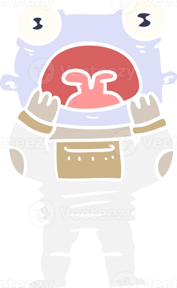 flat color style cartoon alien gasping in surprise png