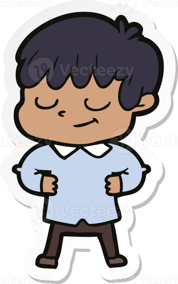 sticker of a cartoon happy boy png