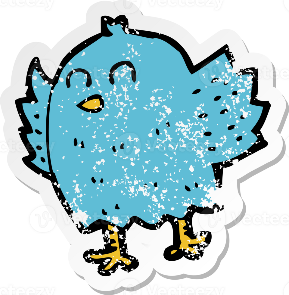 retro distressed sticker of a cartoon bird png