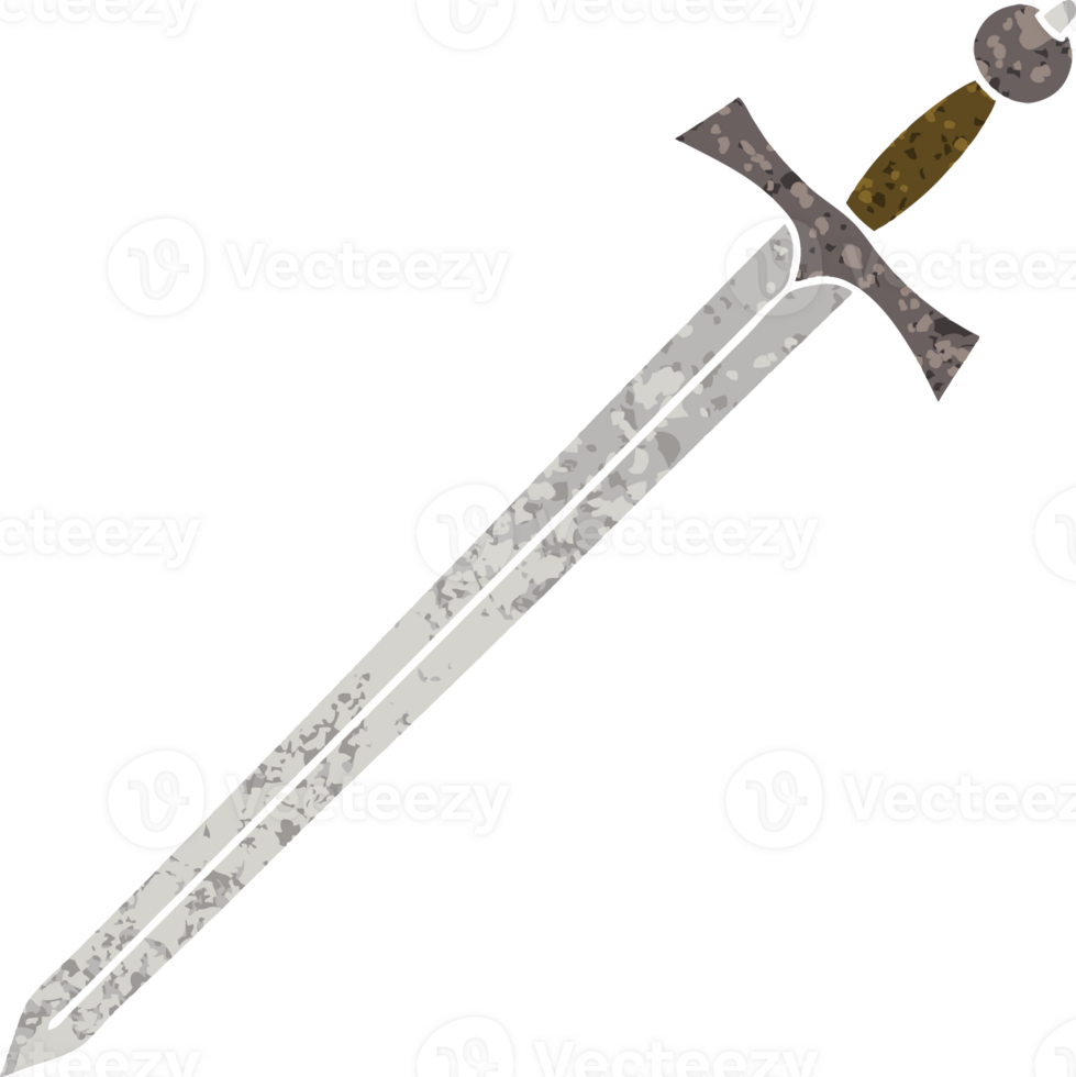 quirky retro illustration style cartoon sword png