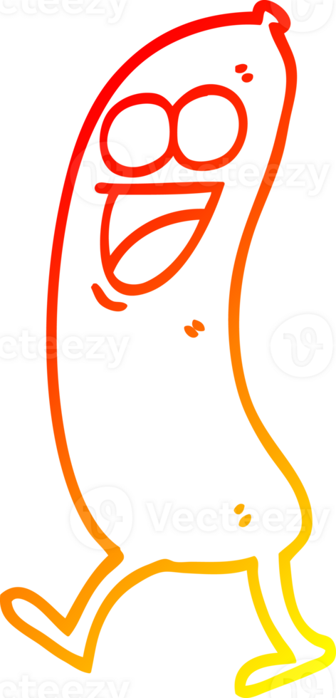 warm gradient line drawing happy cartoon sausage png