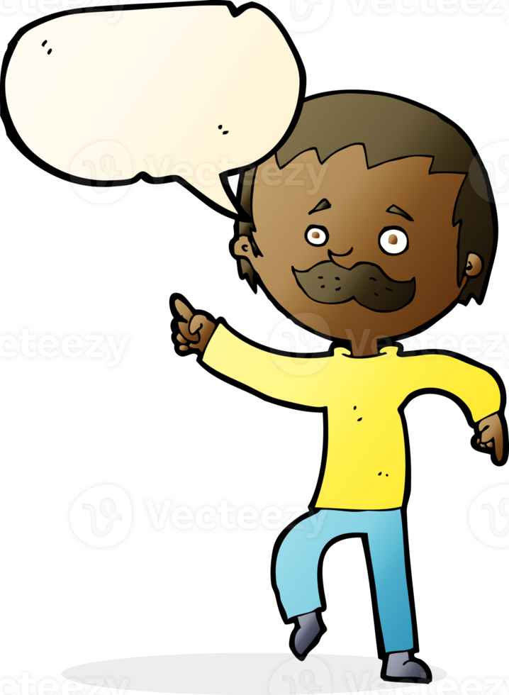 cartoon man with mustache pointing with speech bubble png