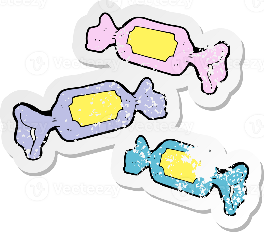 retro distressed sticker of a cartoon wrapped candy png