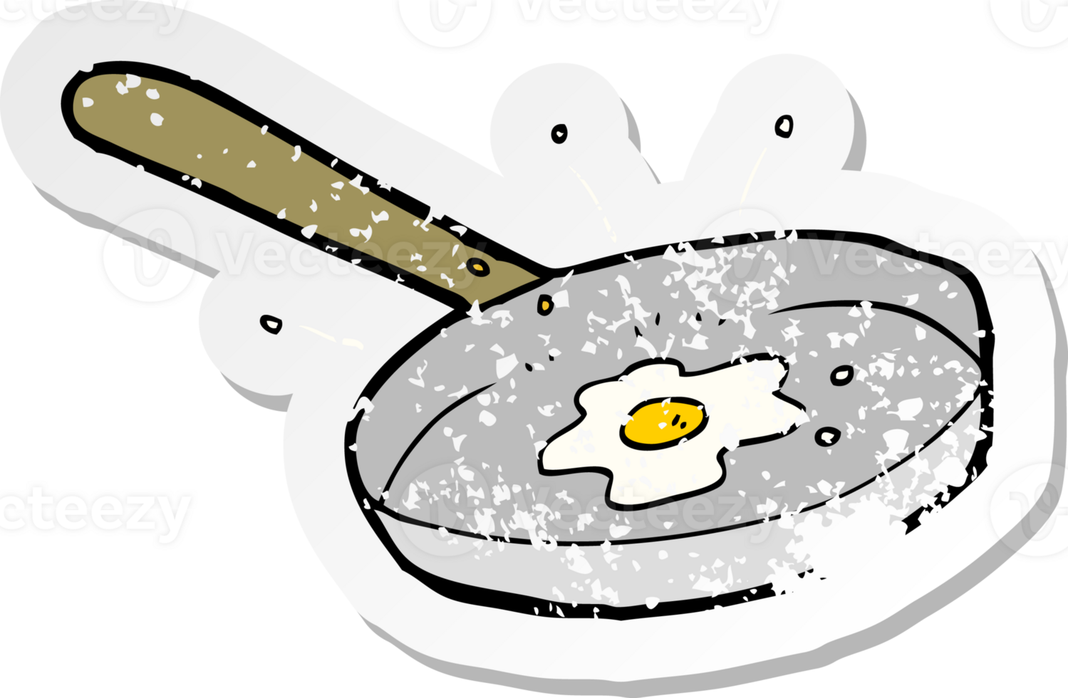 retro distressed sticker of a cartoon fried egg png