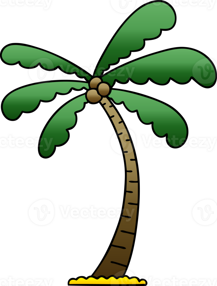 quirky gradient shaded cartoon palm tree png