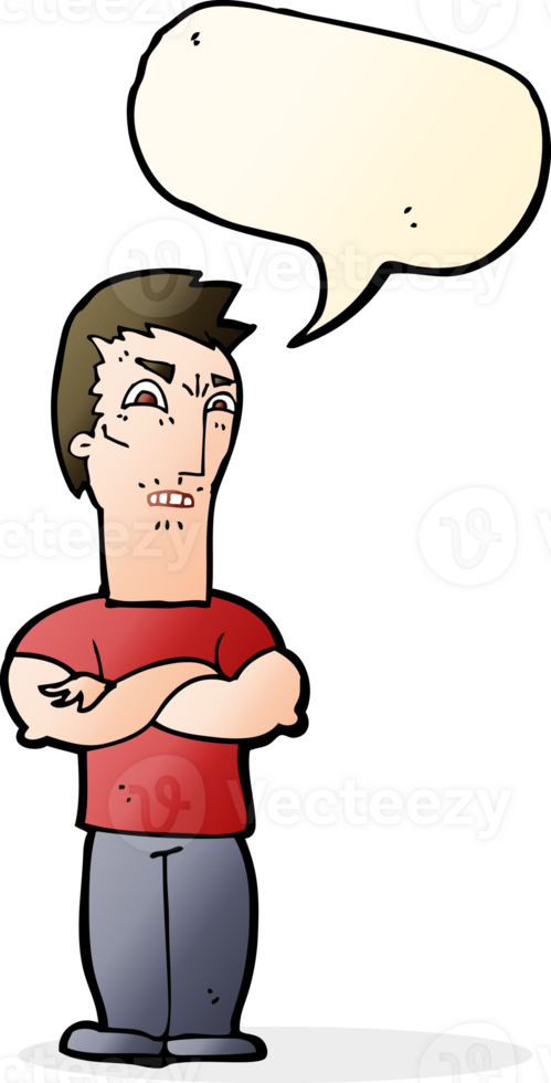 cartoon annoyed man with folded arms with speech bubble png
