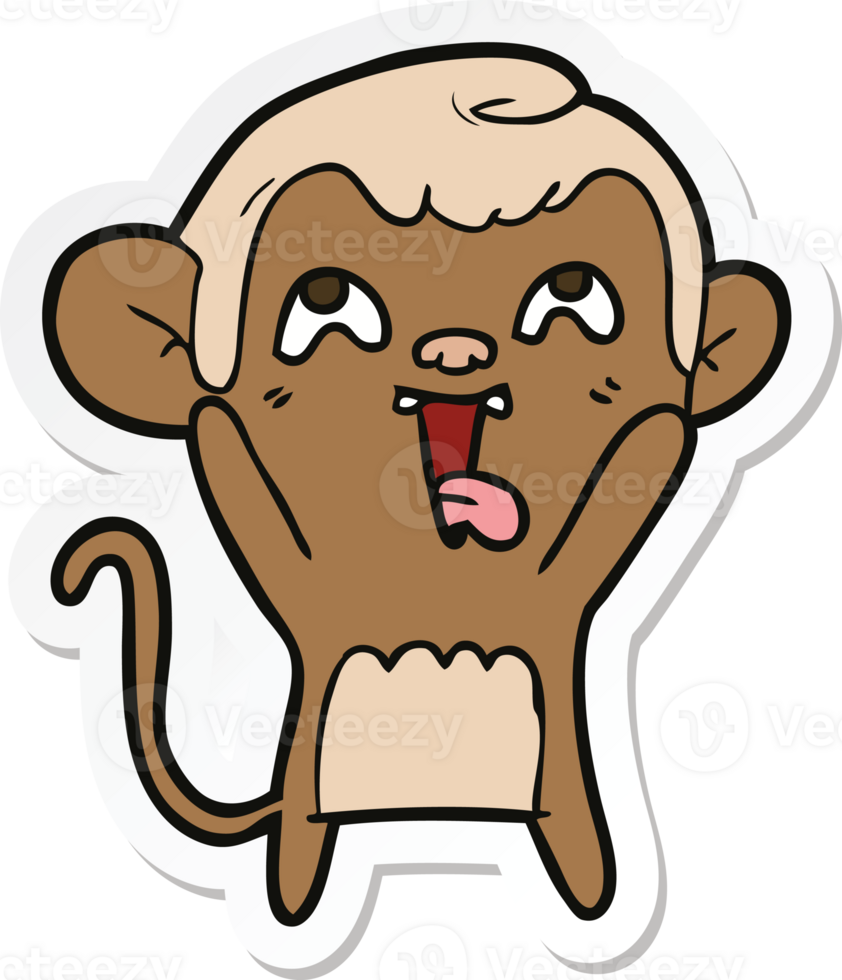 adesivo de um macaco de desenho animado louco png