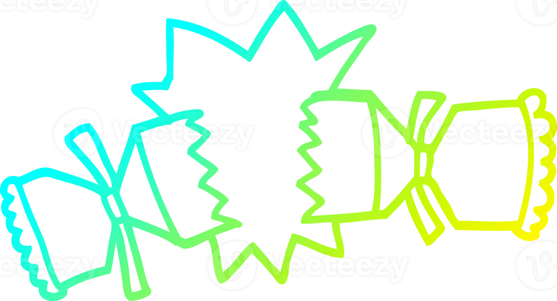 cold gradient line drawing cartoon exploding cracker png