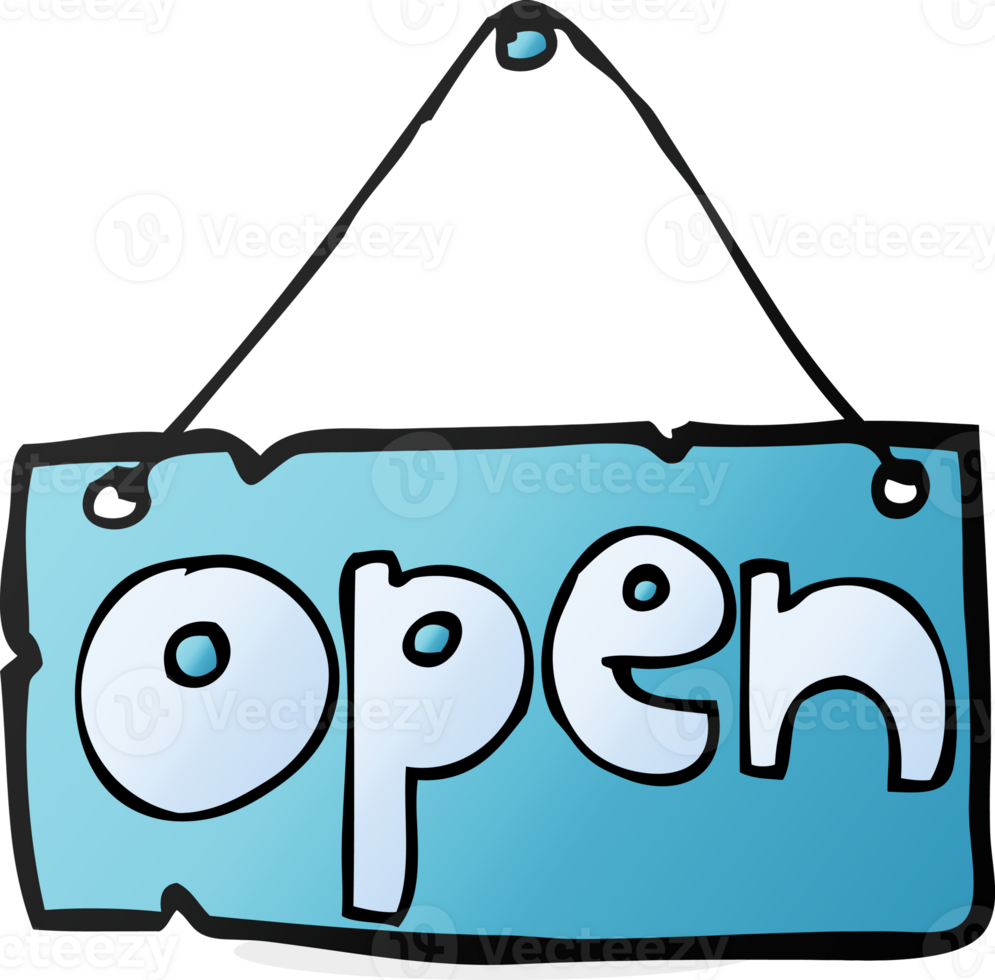 cartoon open shop sign png