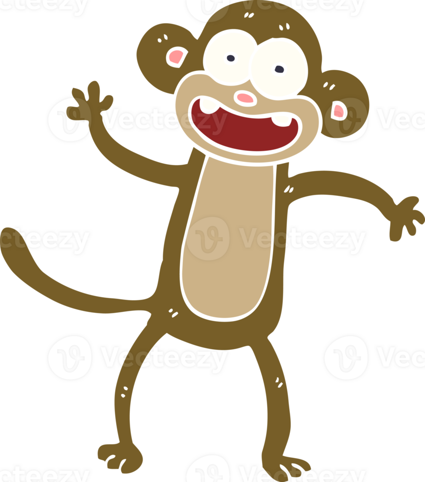 cartoon doodle waving monkey png
