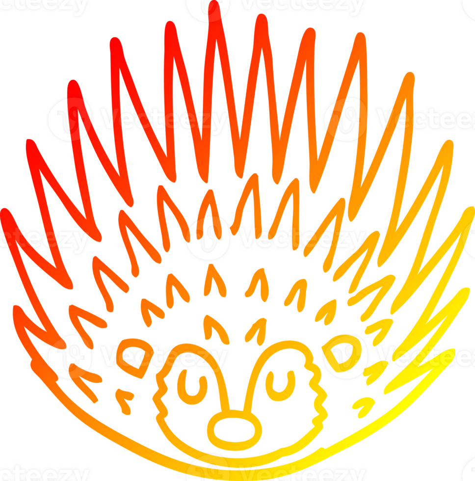 warm gradient line drawing cartoon spiky hedgehog png