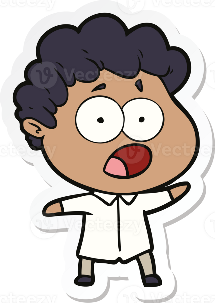 sticker of a cartoon man gasping in surprise png