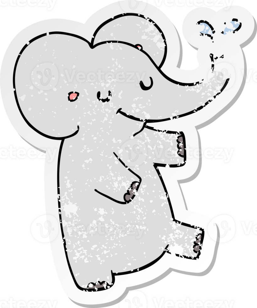distressed sticker of a cartoon dancing elephant png