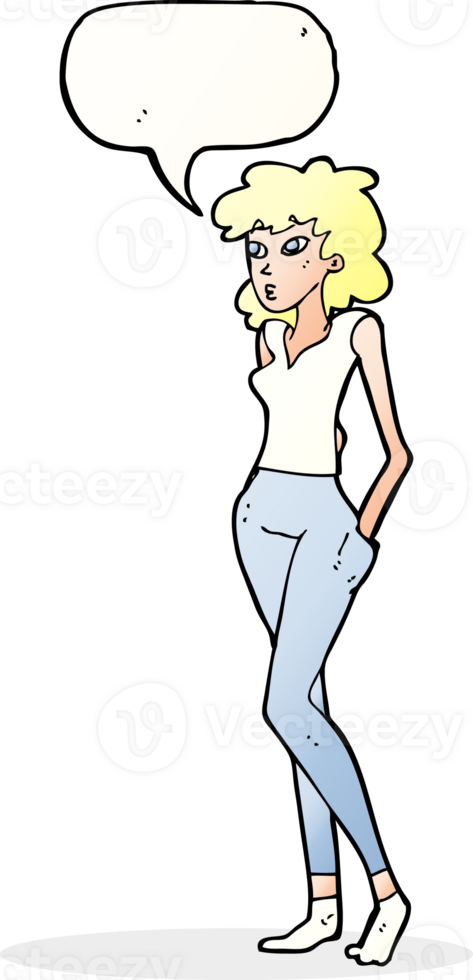 cartoon pretty woman  with speech bubble png