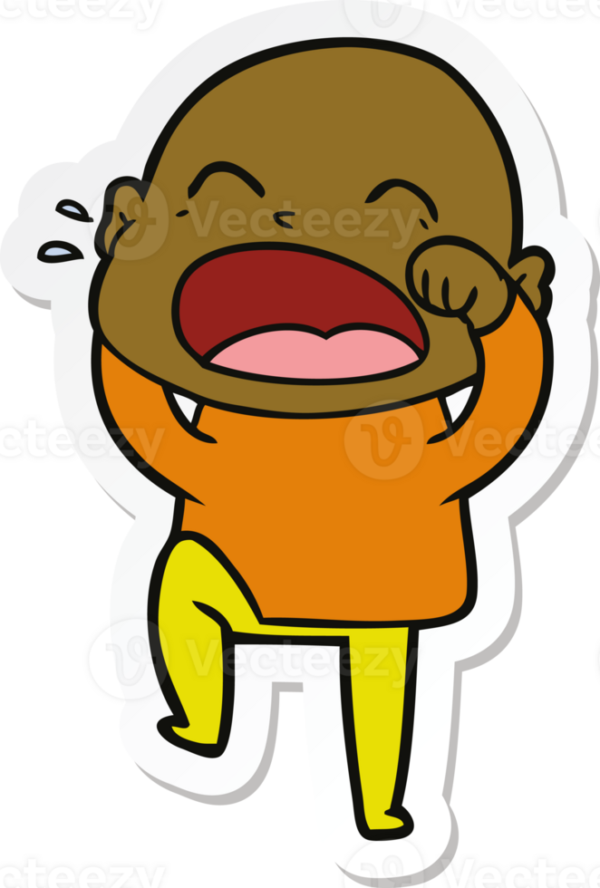 sticker of a cartoon shouting bald man png