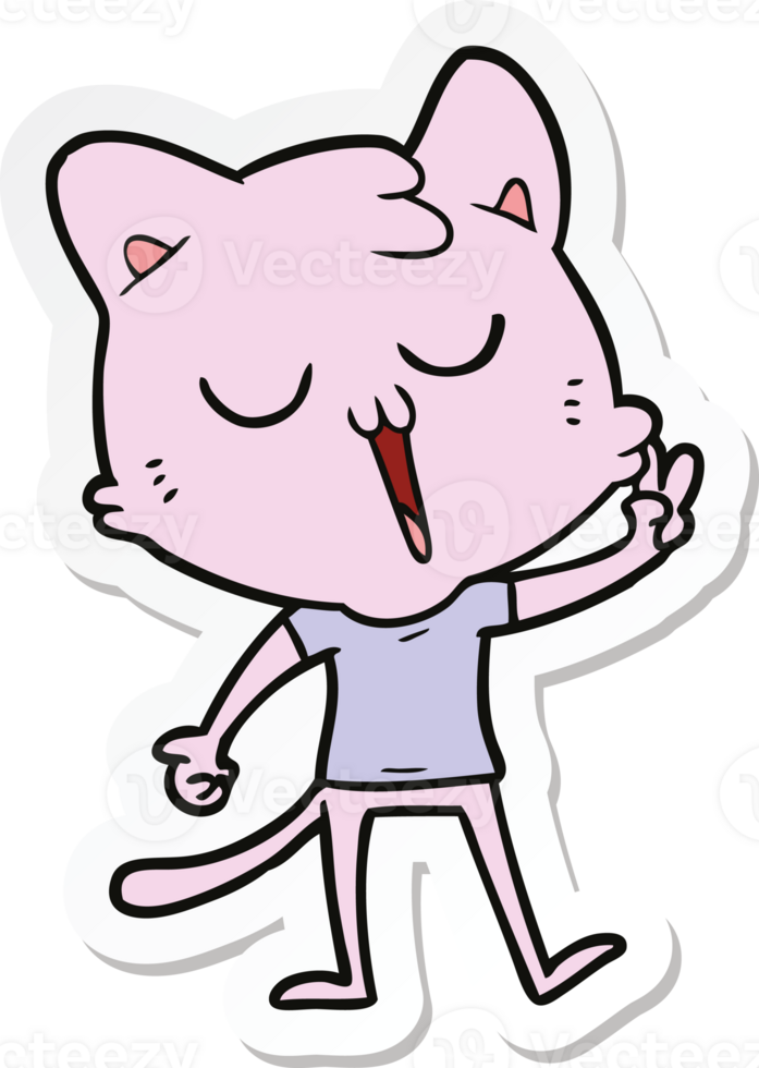 sticker of a cartoon cat singing png