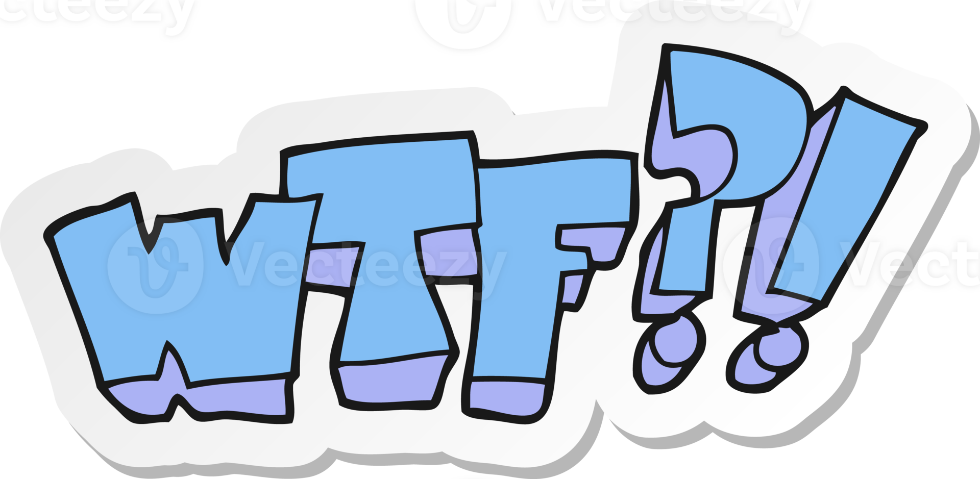 sticker of a cartoon WTF symbol png