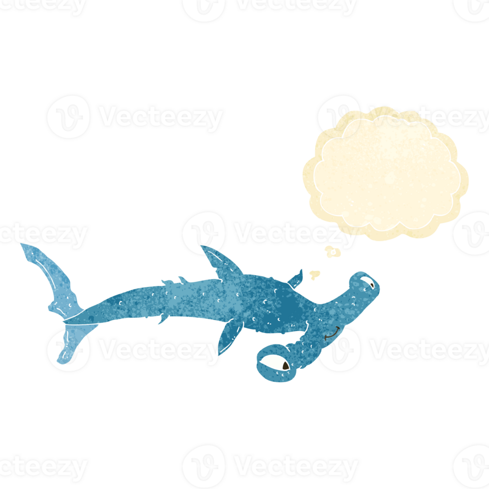 cartoon hammerhead shark with thought bubble png