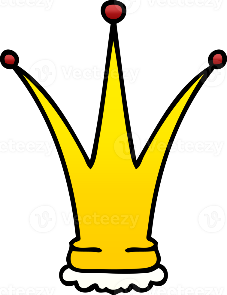 quirky gradient shaded cartoon gold crown png
