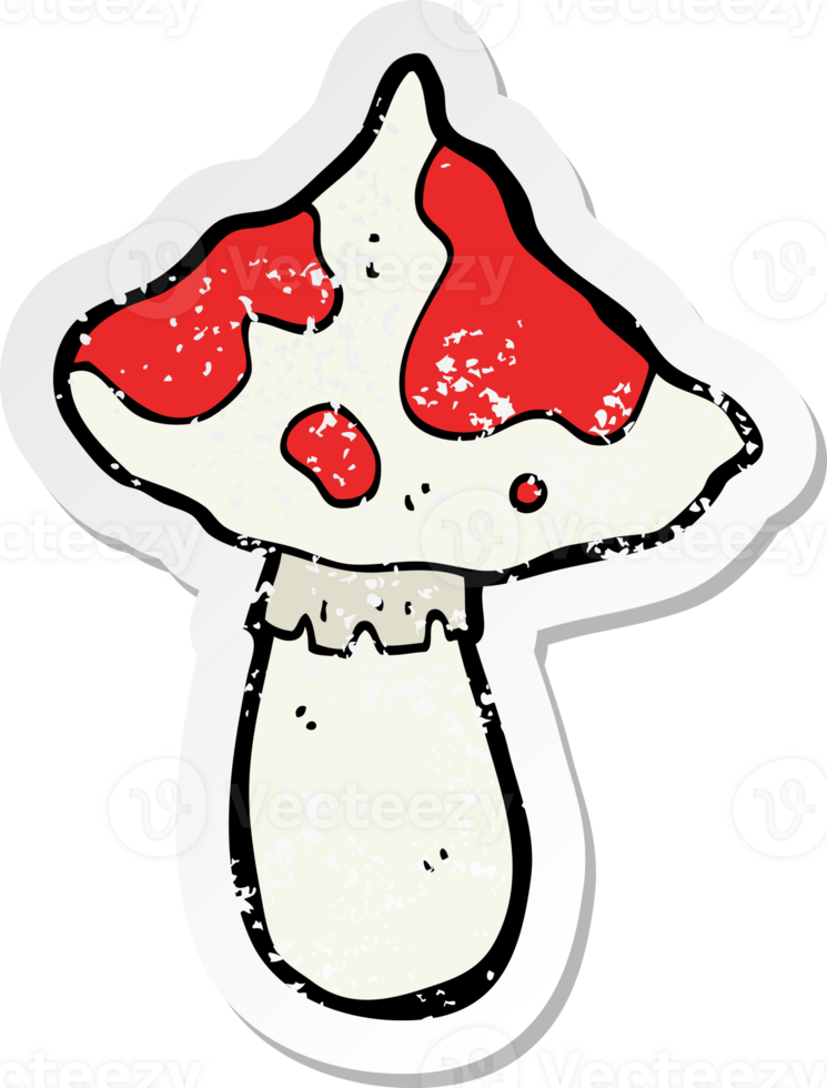 retro distressed sticker of a cartoon toadstool png