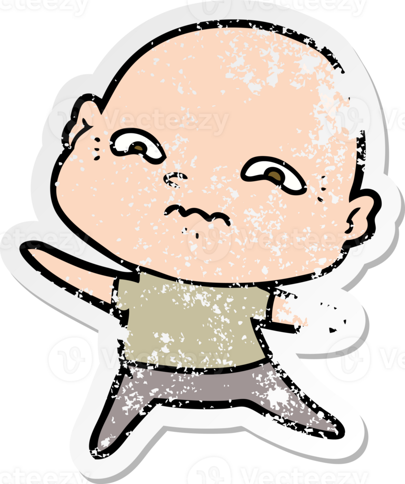 distressed sticker of a cartoon nervous man png