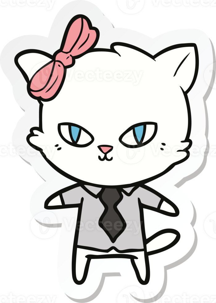 sticker of a cute cartoon cat boss png