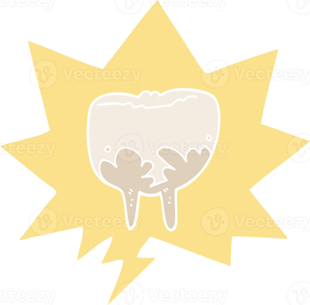 cartoon tooth and speech bubble in retro style png