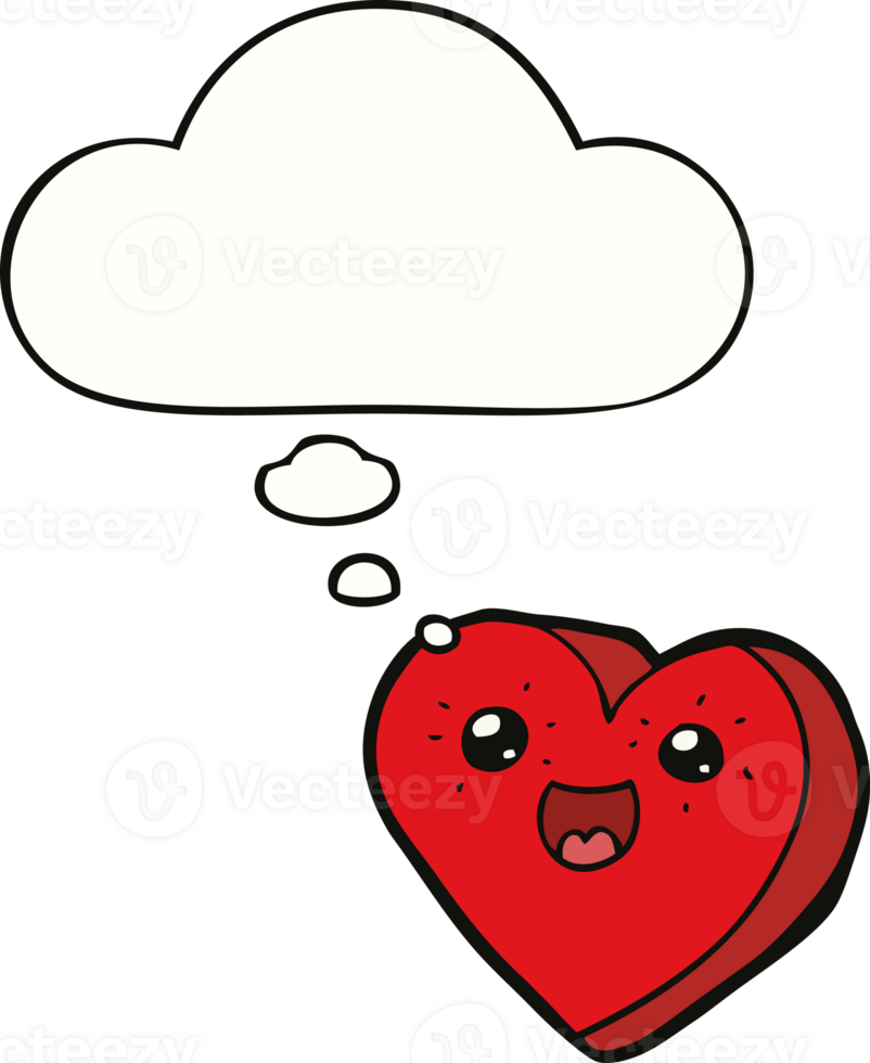 heart cartoon character and thought bubble png