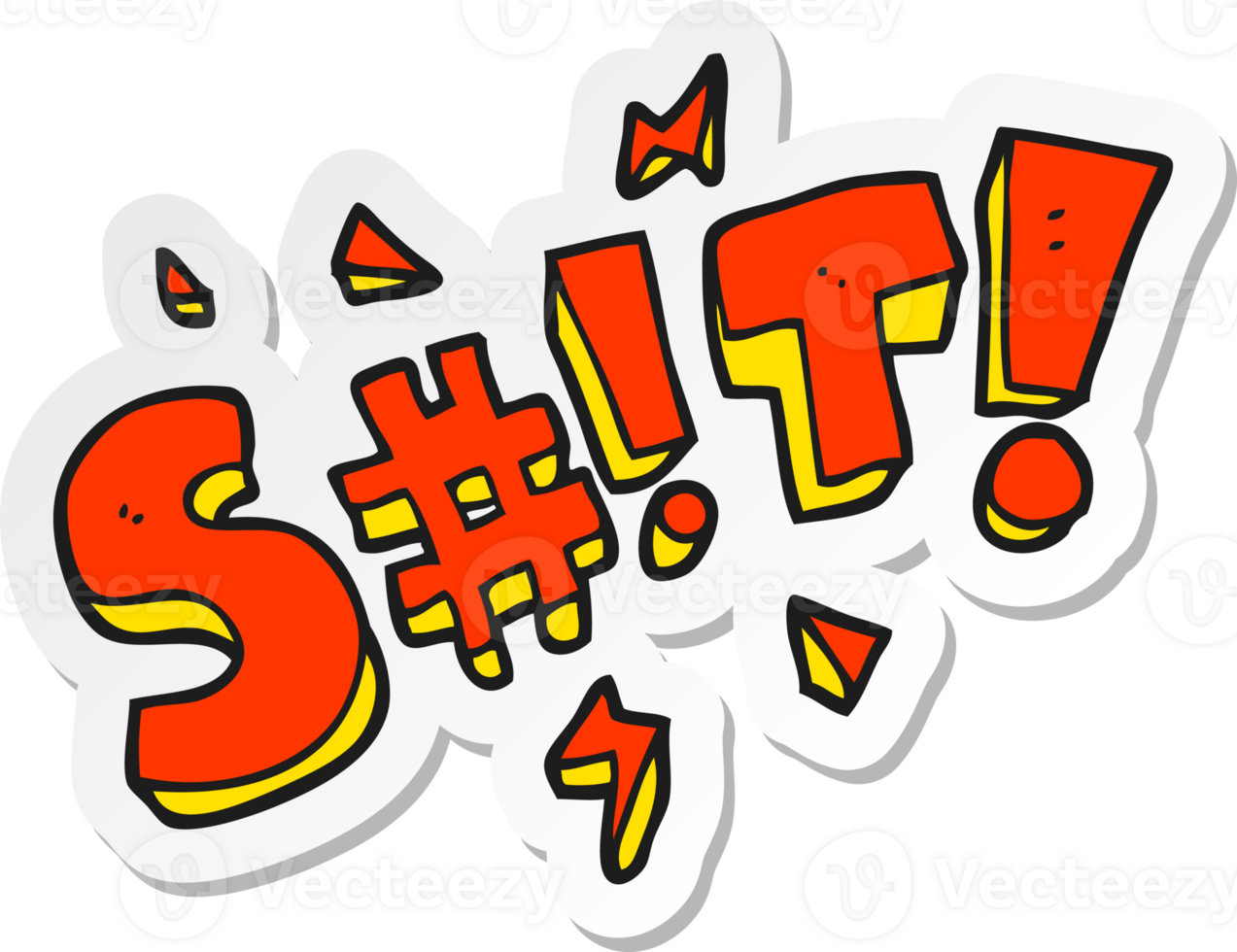 sticker of a cartoon obscured swearword png