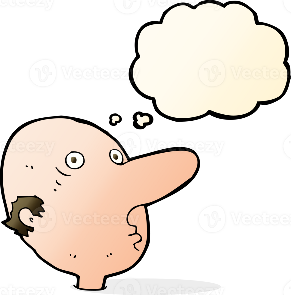 cartoon balding man with thought bubble png
