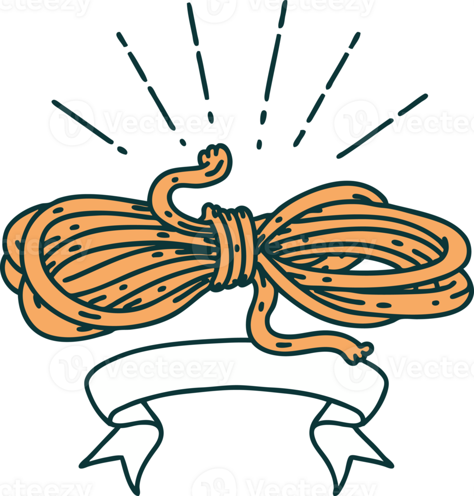 banner with tattoo style wound rope png