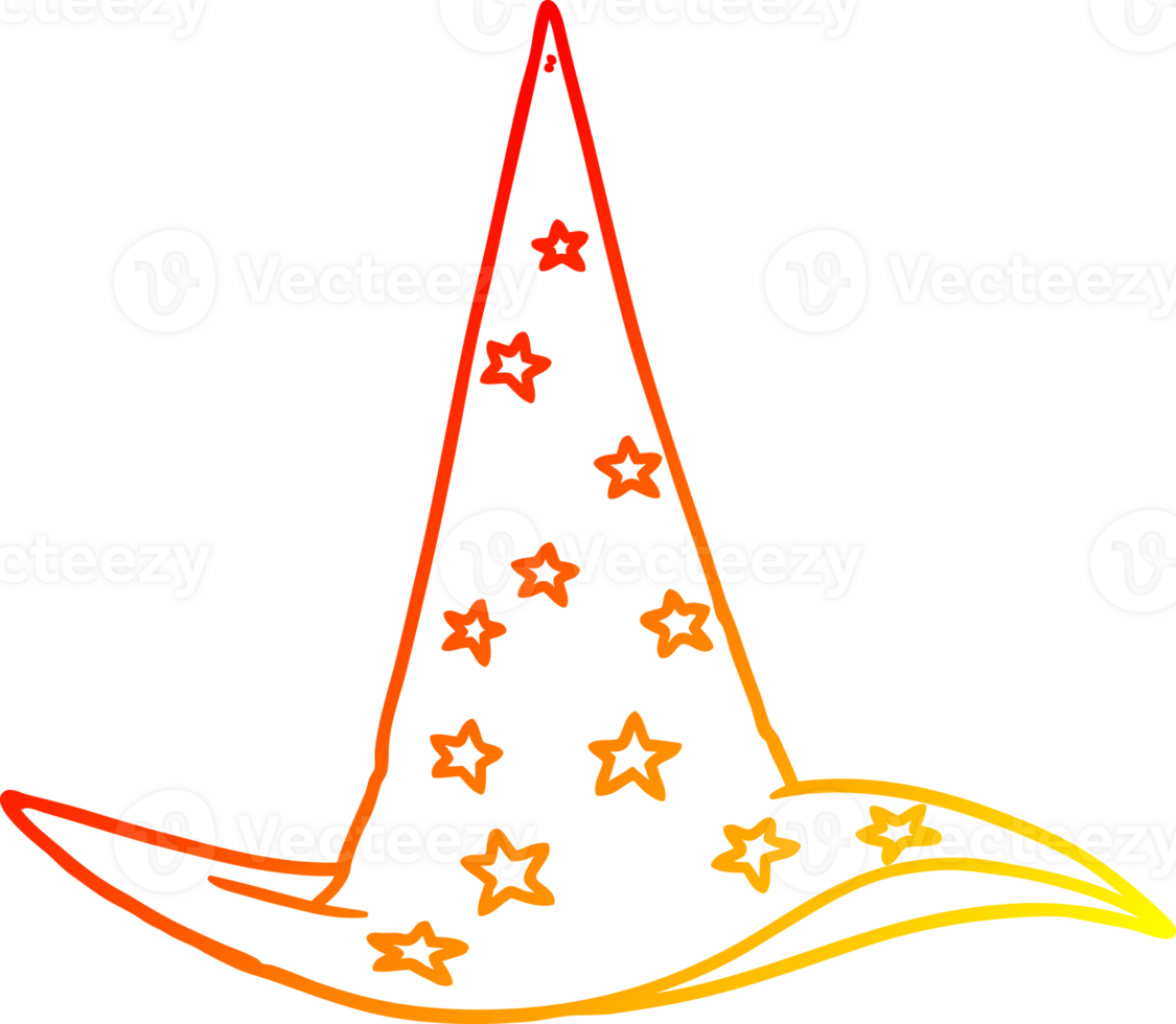 warm gradient line drawing cartoon wizard hat png