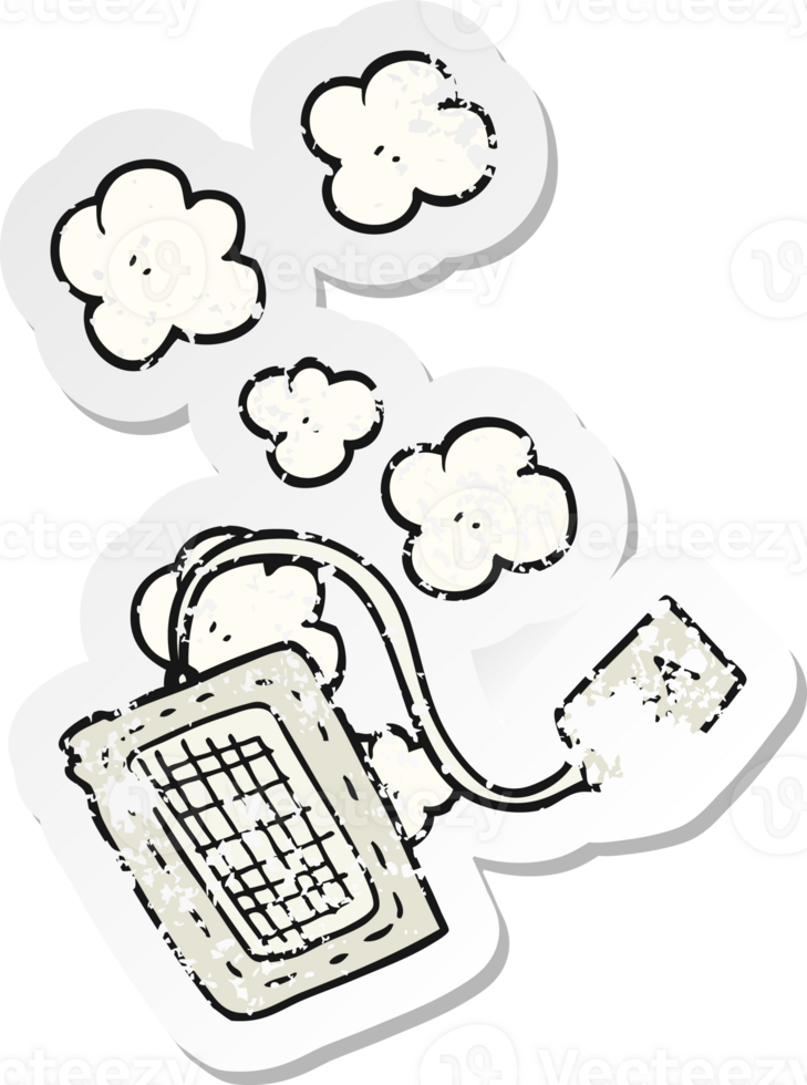retro distressed sticker of a cartoon tea bag png