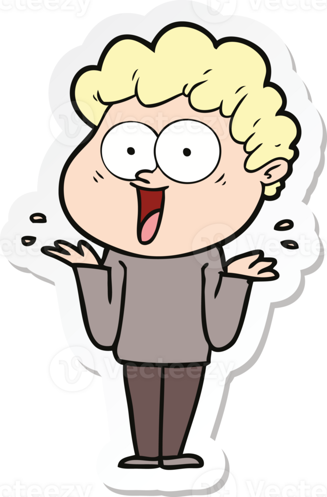 sticker of a cartoon happy man png