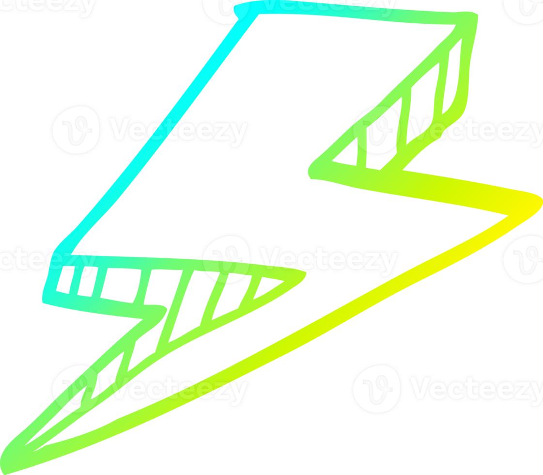 cold gradient line drawing cartoon lightning bolt png