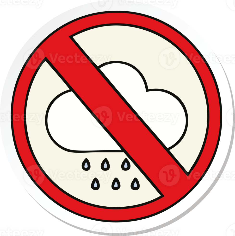 sticker of a cute cartoon no rain allowed sign png