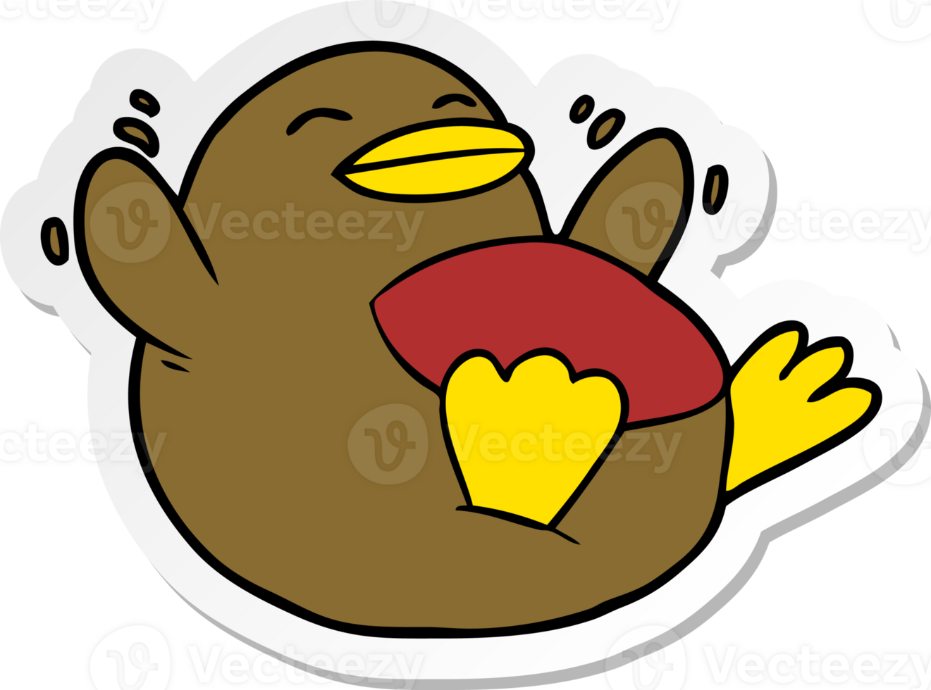 distressed sticker of a Cartoon Robin png