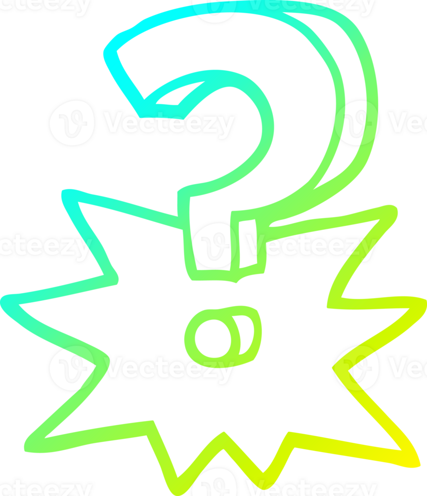 cold gradient line drawing cartoon question mark png