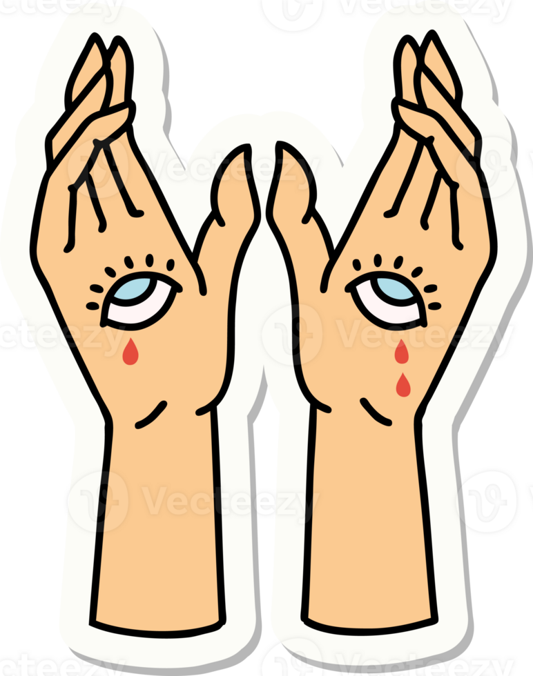 tattoo style sticker of mystic hands png