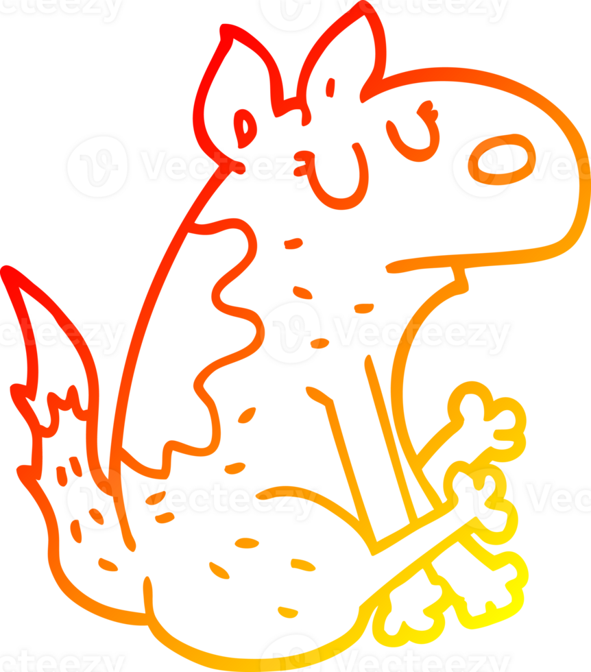 warm gradient line drawing cartoon dog sitting png