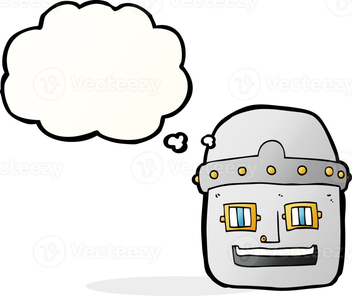cartoon robot head with thought bubble png