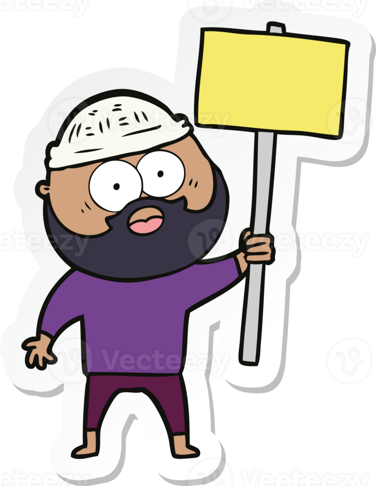 sticker of a cartoon bearded man with signpost png