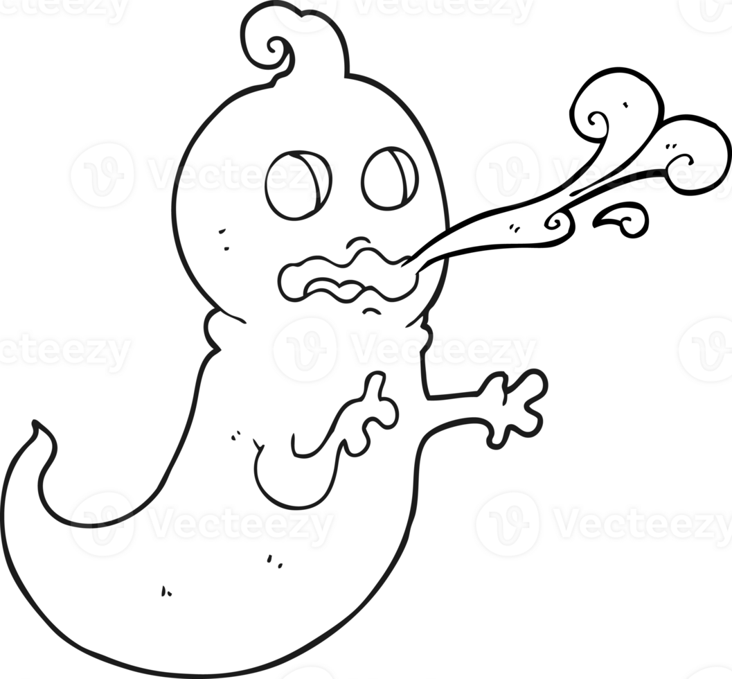 black and white cartoon slimy ghost png