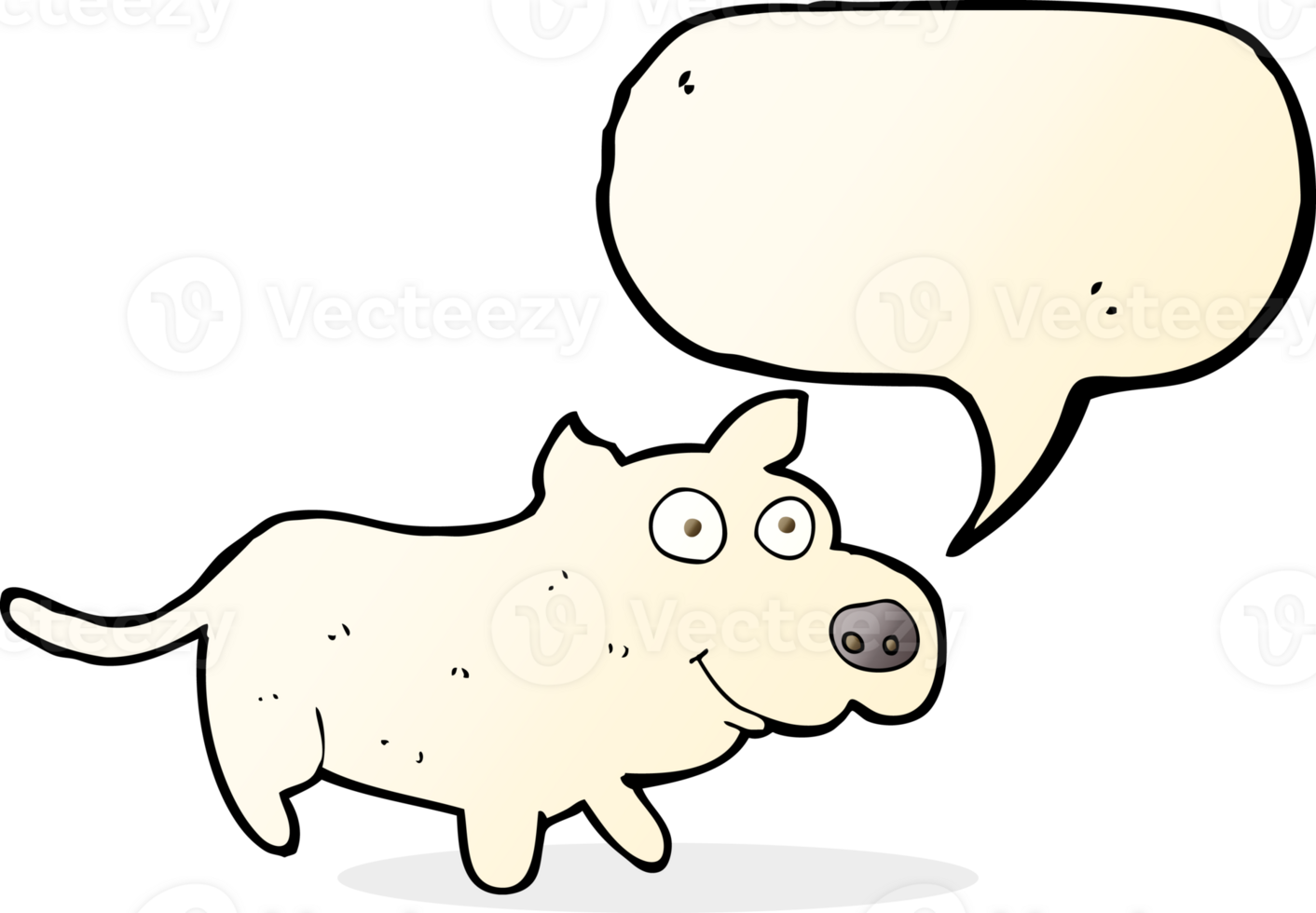 cartoon happy little dog with speech bubble png