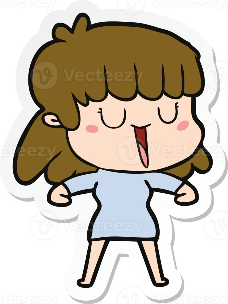 sticker of a cartoon woman laughing png