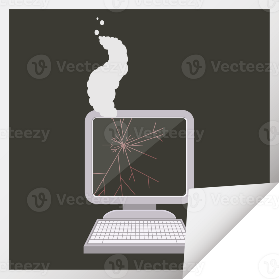 broken computer graphic square sticker png